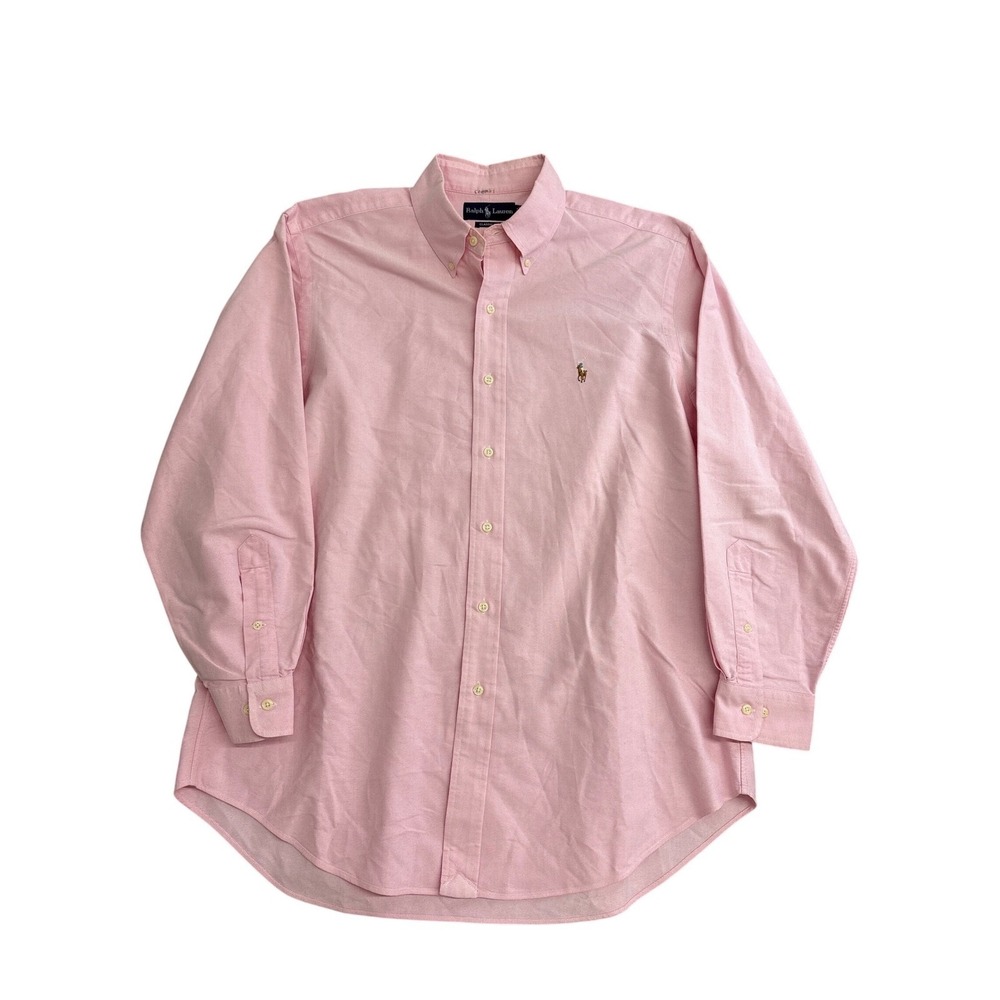 Ralph Lauren Mens Classic Fit Pink Oxford Button Down Shirt 16.5 32/33 Pony Logo